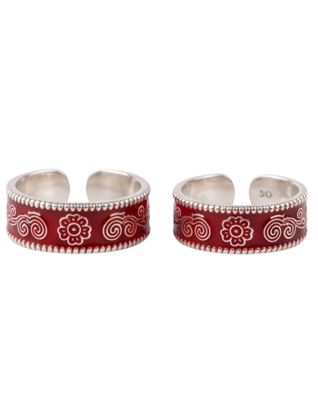 Raga Meenakari 925 Sterling Silver Toe Rings for Women