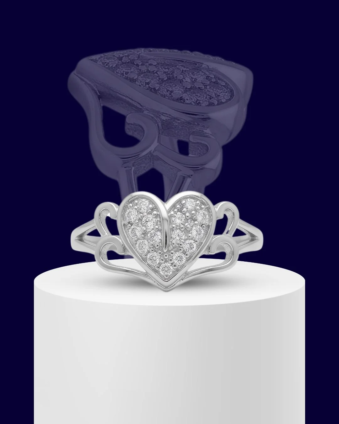 Celeste Heart 925 Sterling Silver Ring for Women