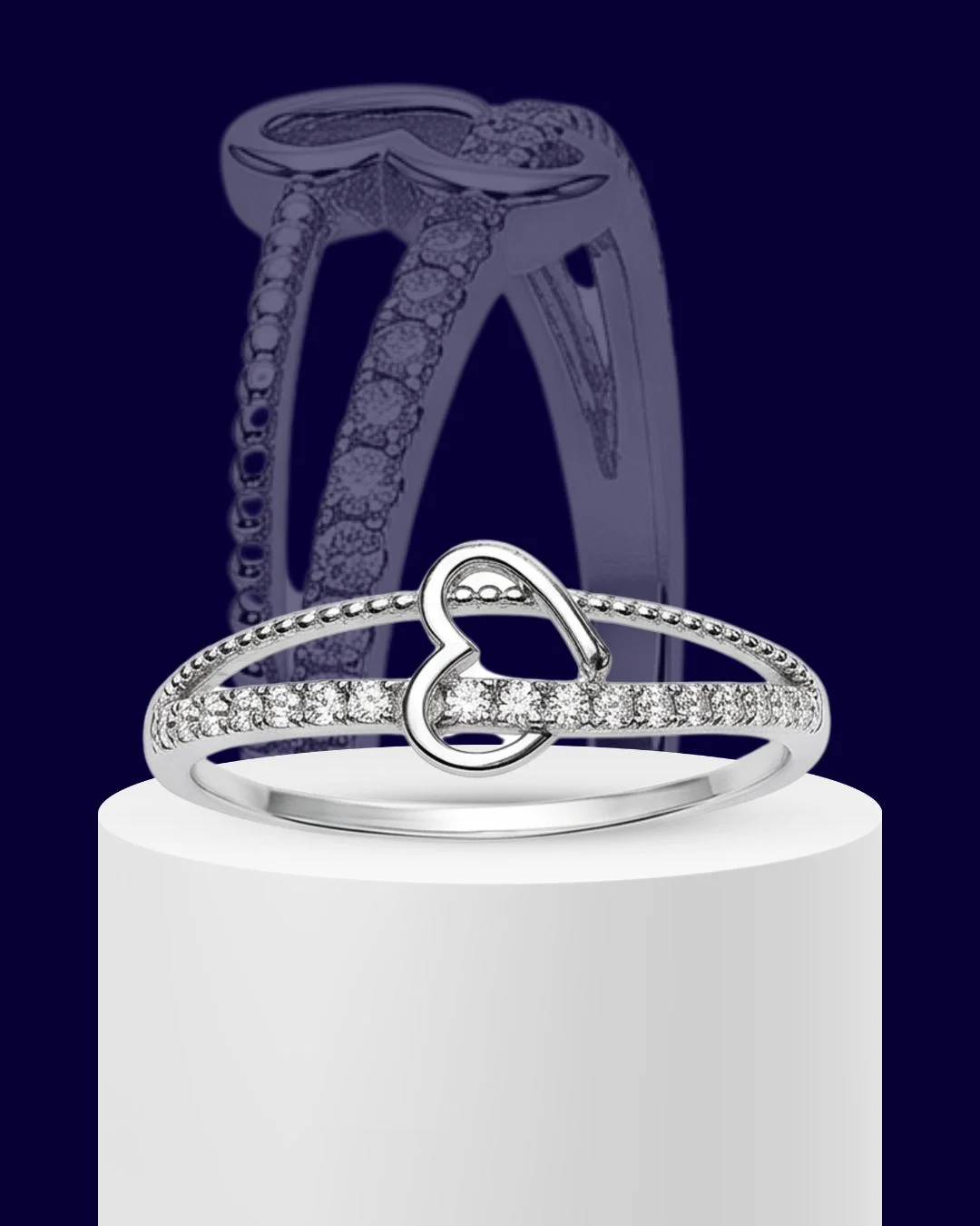Amorel Split 925 Sterling Silver Ring for Women