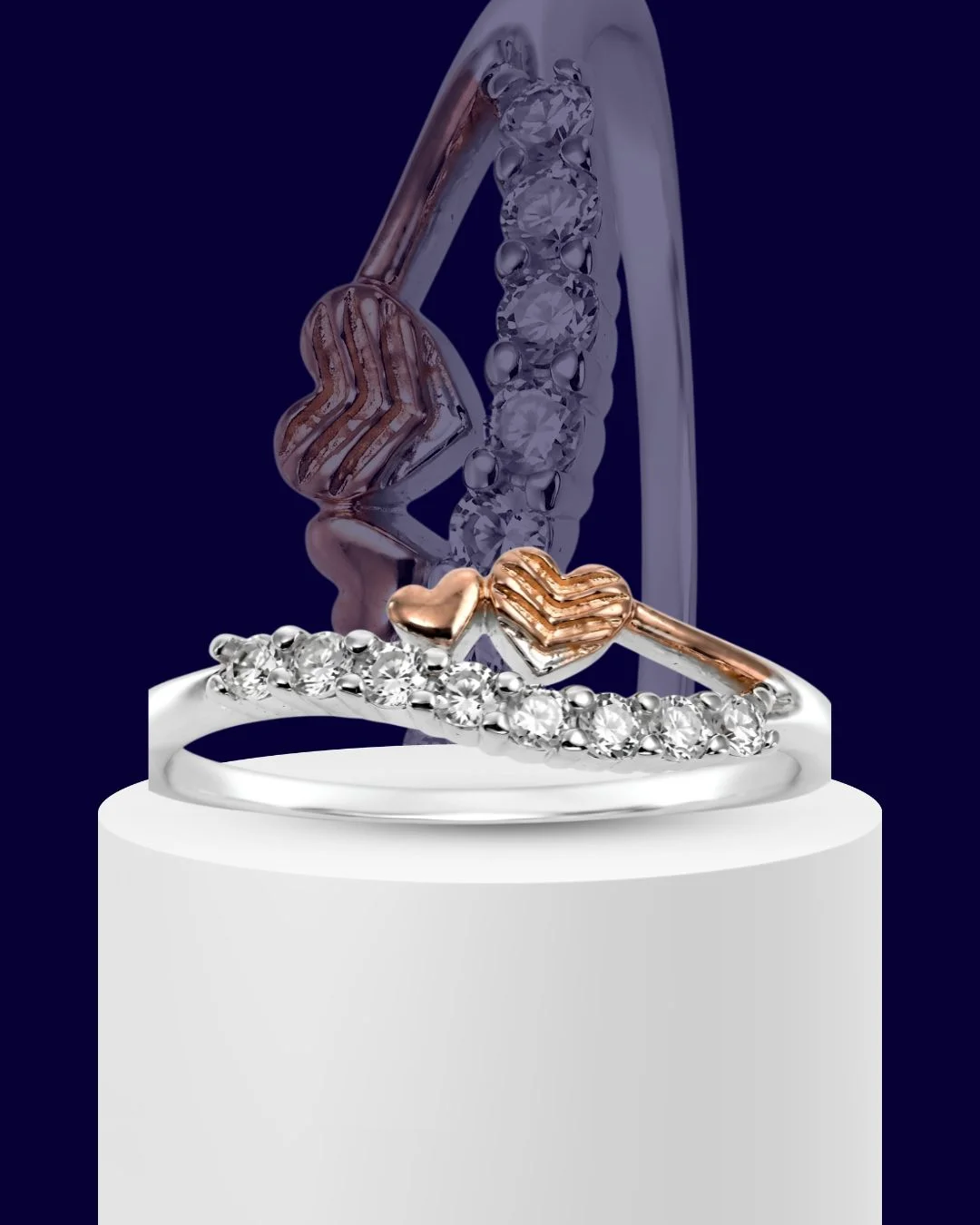 Amora Chevron 925 Sterling Silver Ring for Women