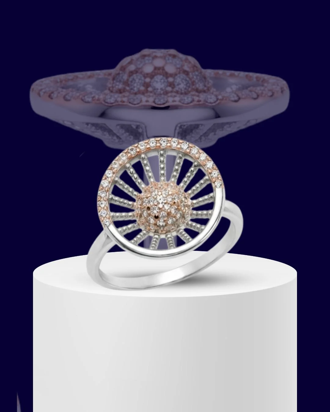 Helia Spoke 925 Sterling Silver Ring for Women
