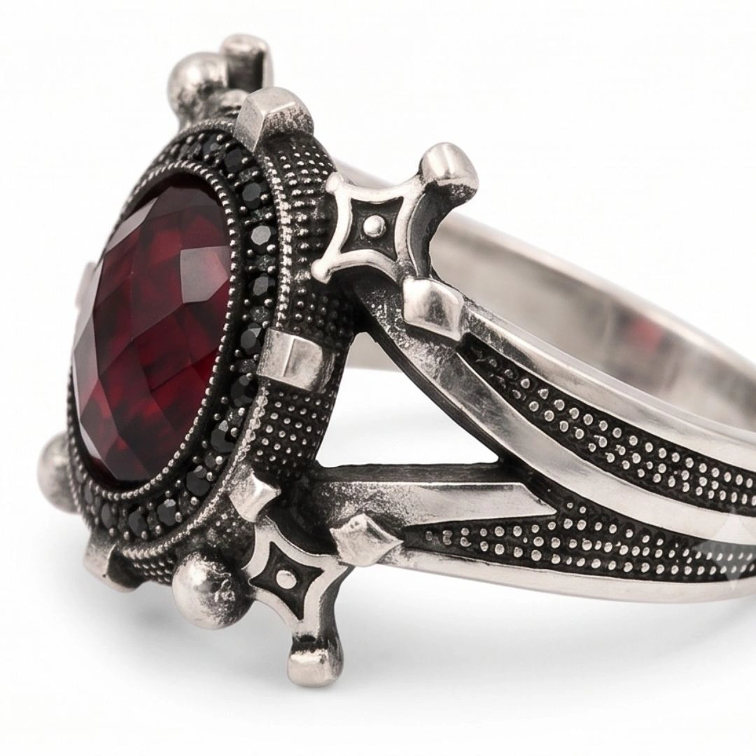 Ignis Compass Vintage 925 Sterling Silver Ring for Men