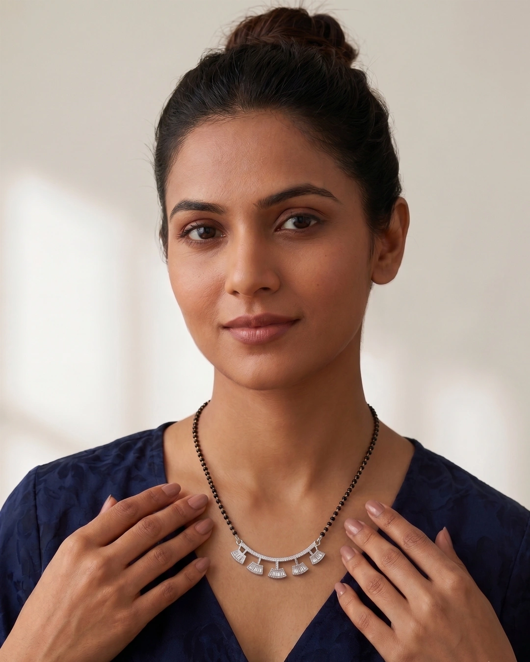 Maya Fan Fringe 925 Sterling Silver Mangalsutra for Women