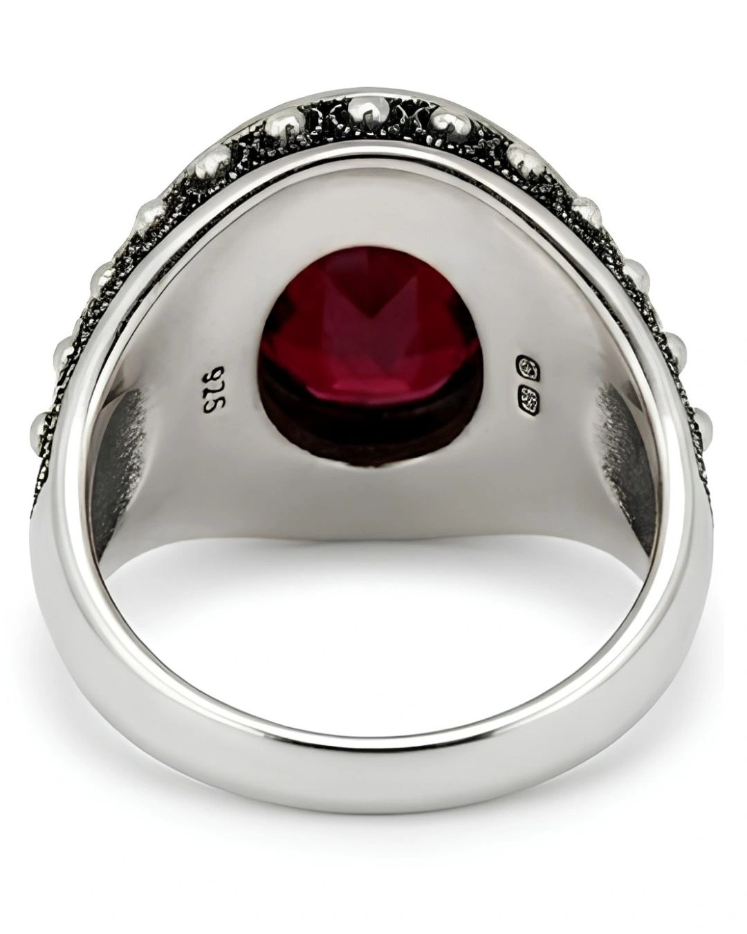 Solstice Shield Ruby Red 925 Sterling Silver Ring for Men