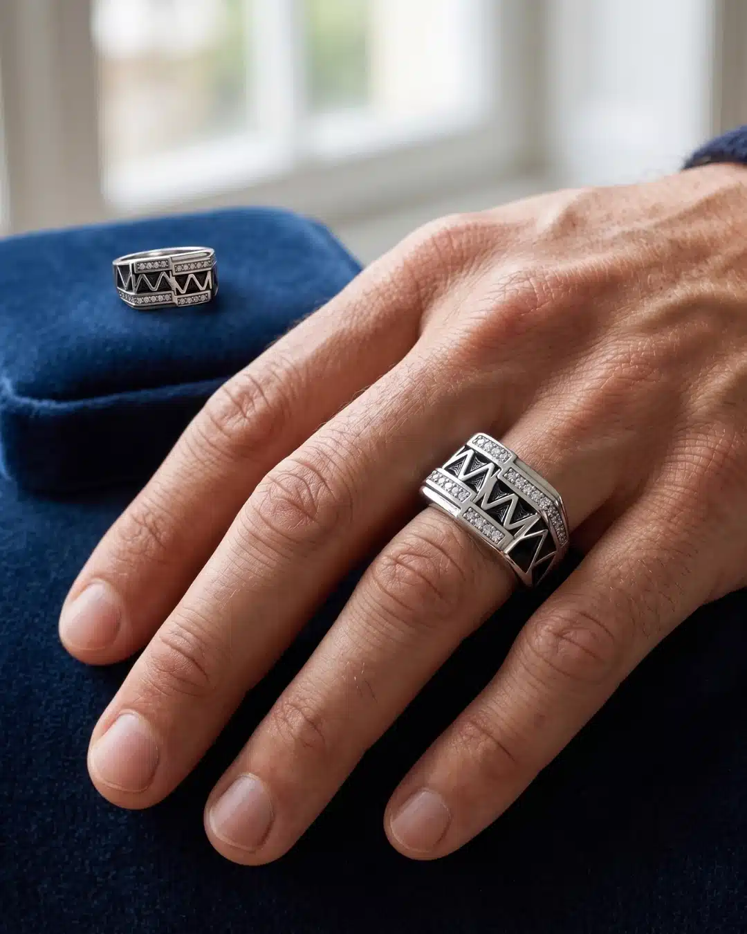 Vortex Chevron 925 Sterling Silver Ring for Men