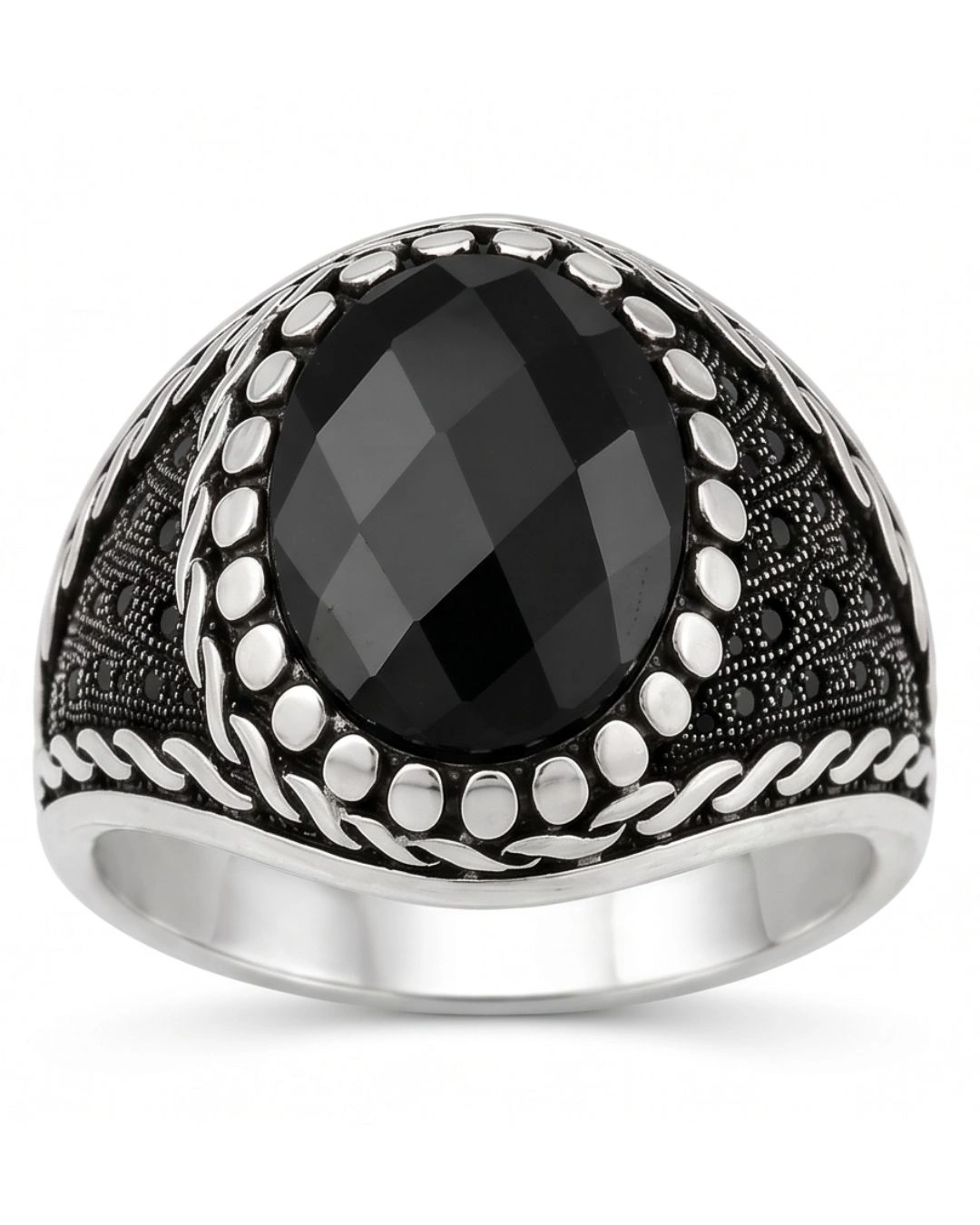Obsidian Monarch Black Onyx 925 Sterling Silver Ring for Men