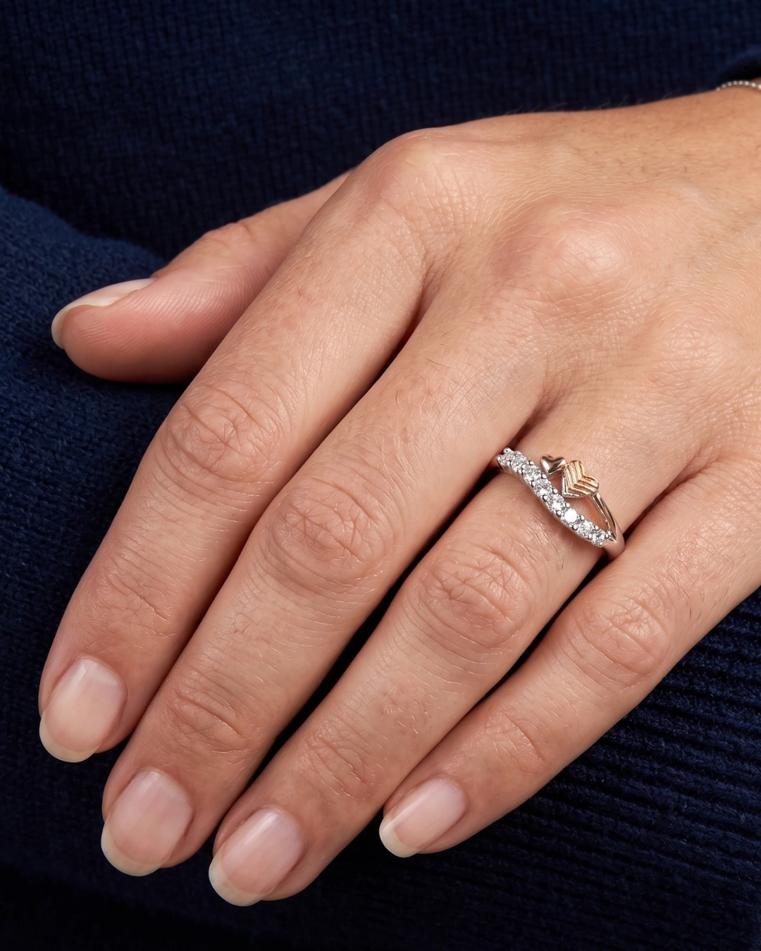 Amora Chevron 925 Sterling Silver Ring for Women