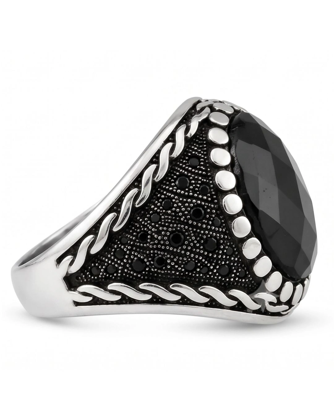 Obsidian Monarch Black Onyx 925 Sterling Silver Ring for Men
