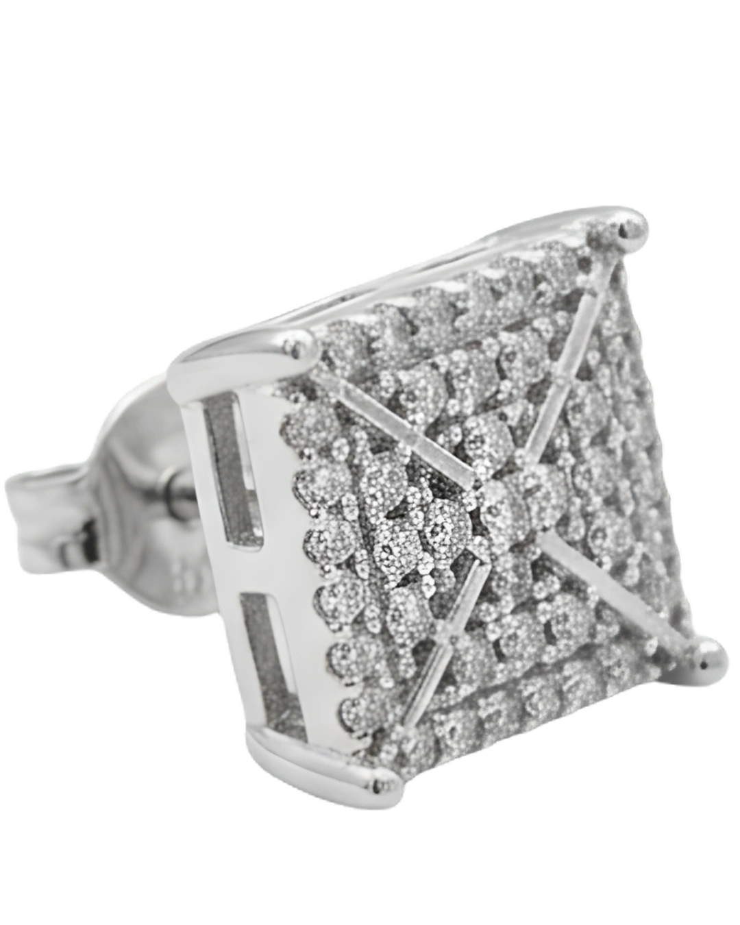 Pyramid Pavé 925 Sterling Silver Earrings for Women
