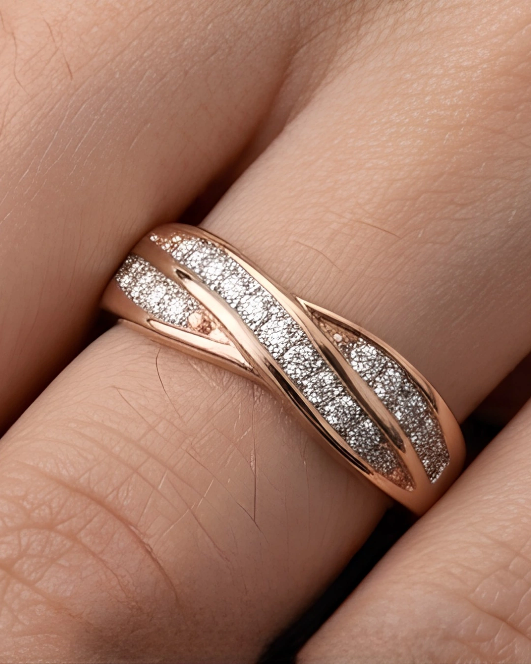 Lyra Crossover 925 Sterling Silver Ring for Women