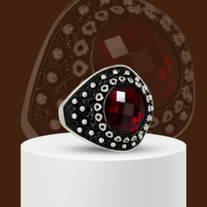 Solstice Shield Ruby Red 925 Sterling Silver Ring for Men
