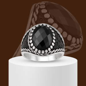 Obsidian Monarch Black Onyx 925 Sterling Silver Ring for Men