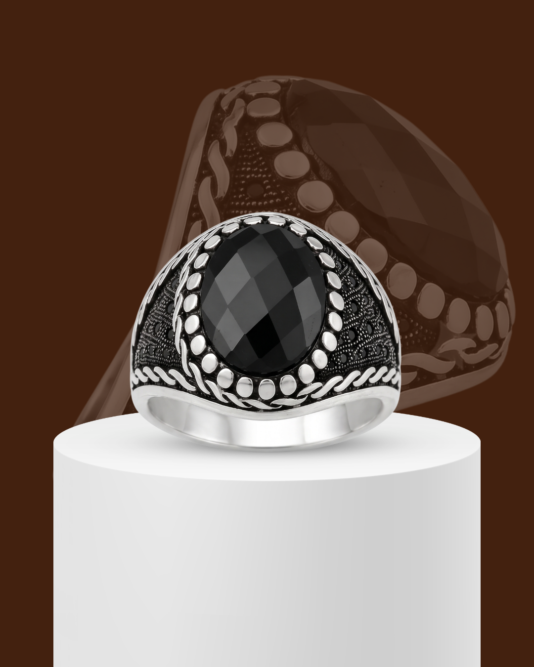 Obsidian Monarch Black Onyx 925 Sterling Silver Ring for Men