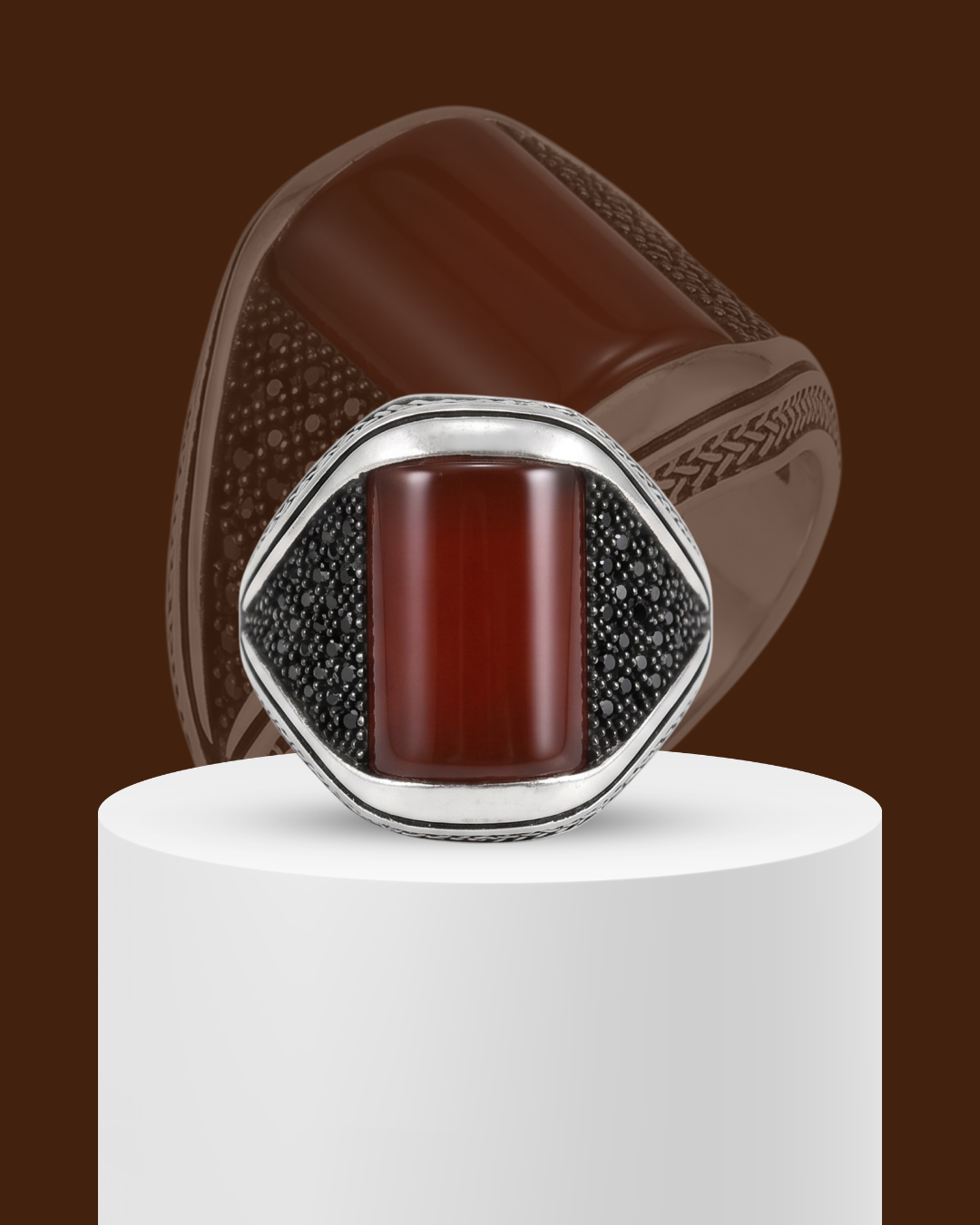 Vulcan Horizon Carnelian 925 Sterling Silver Ring for Men