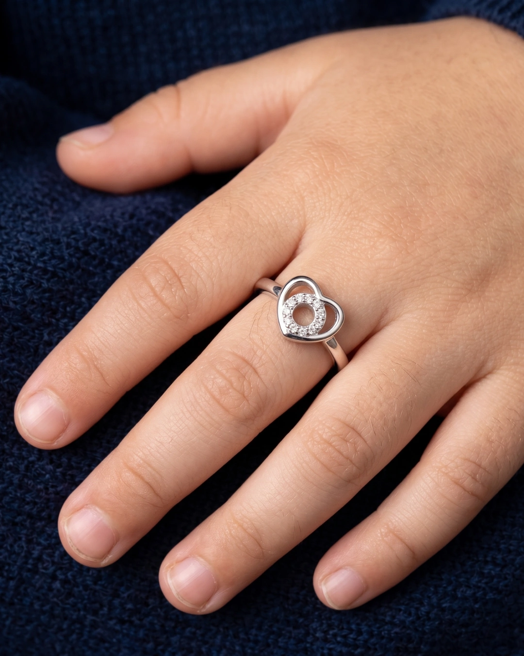 Sunlit Heart 925 Sterling Silver Ring for Kids