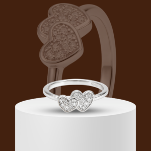 Twin Cherish Double Heart 925 Sterling Silver Ring for Kids