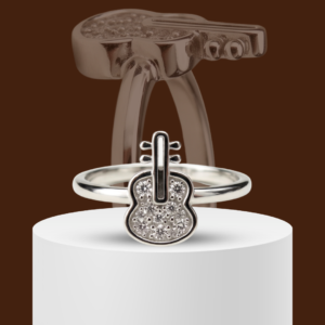 Little Maestro Guitar 925 Sterling Silver Ring for Kids