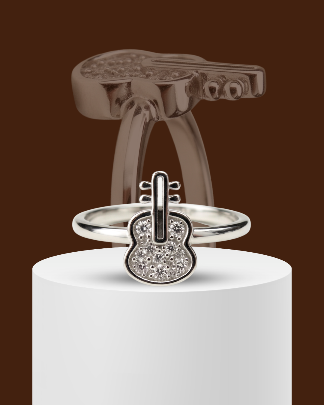 Little Maestro Guitar 925 Sterling Silver Ring for Kids