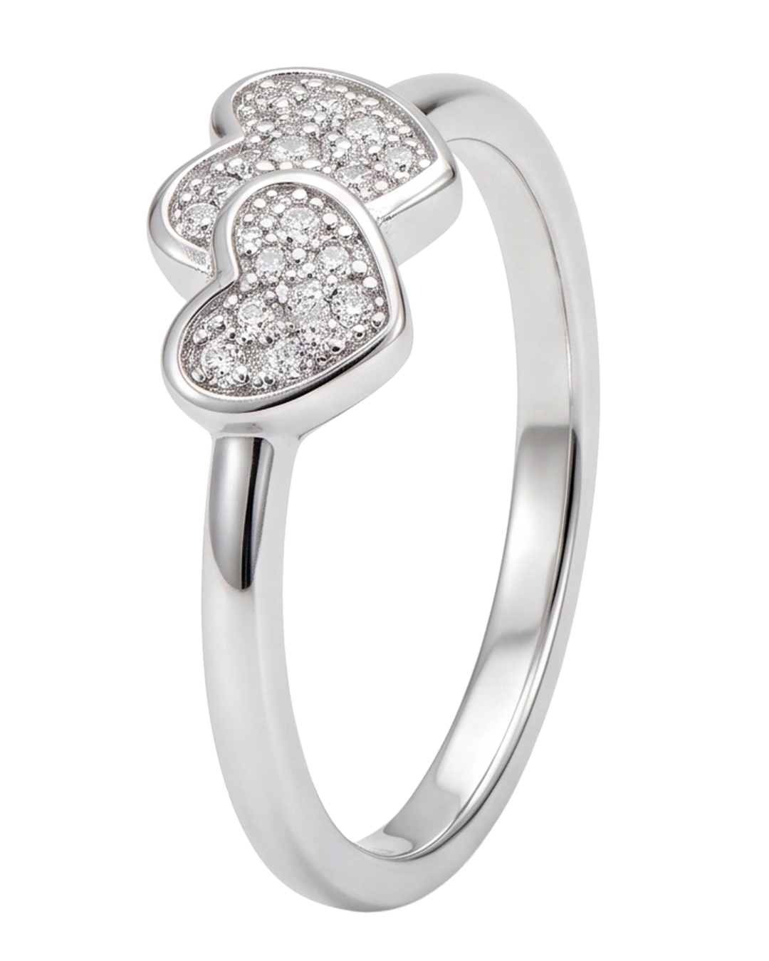 Twin Cherish Double Heart 925 Sterling Silver Ring for Kids