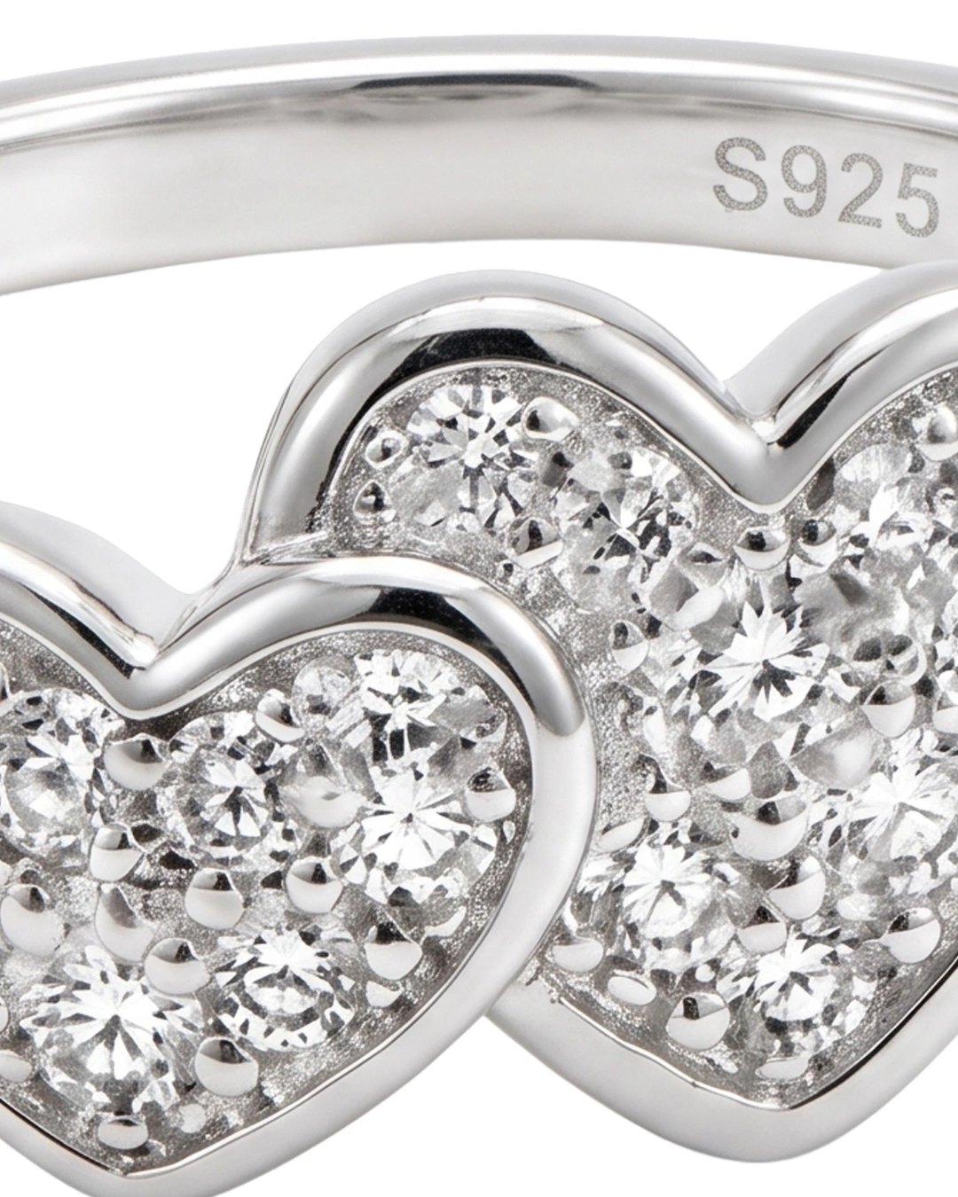 Twin Cherish Double Heart 925 Sterling Silver Ring for Kids