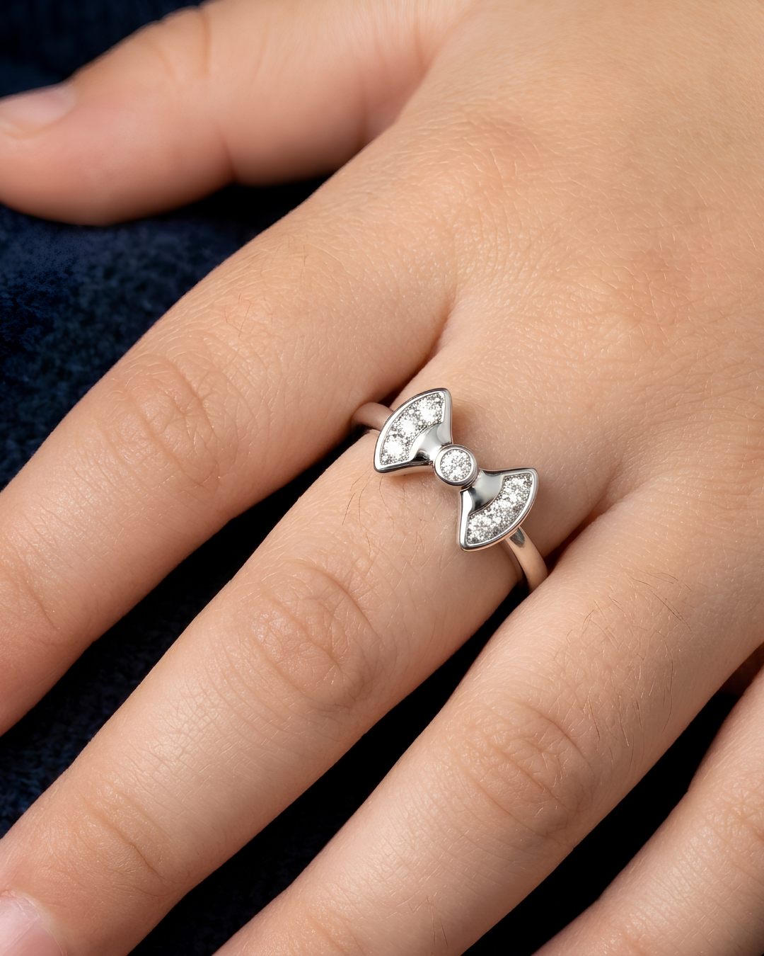 Petite Bow Sparkle 925 Sterling Silver Ring