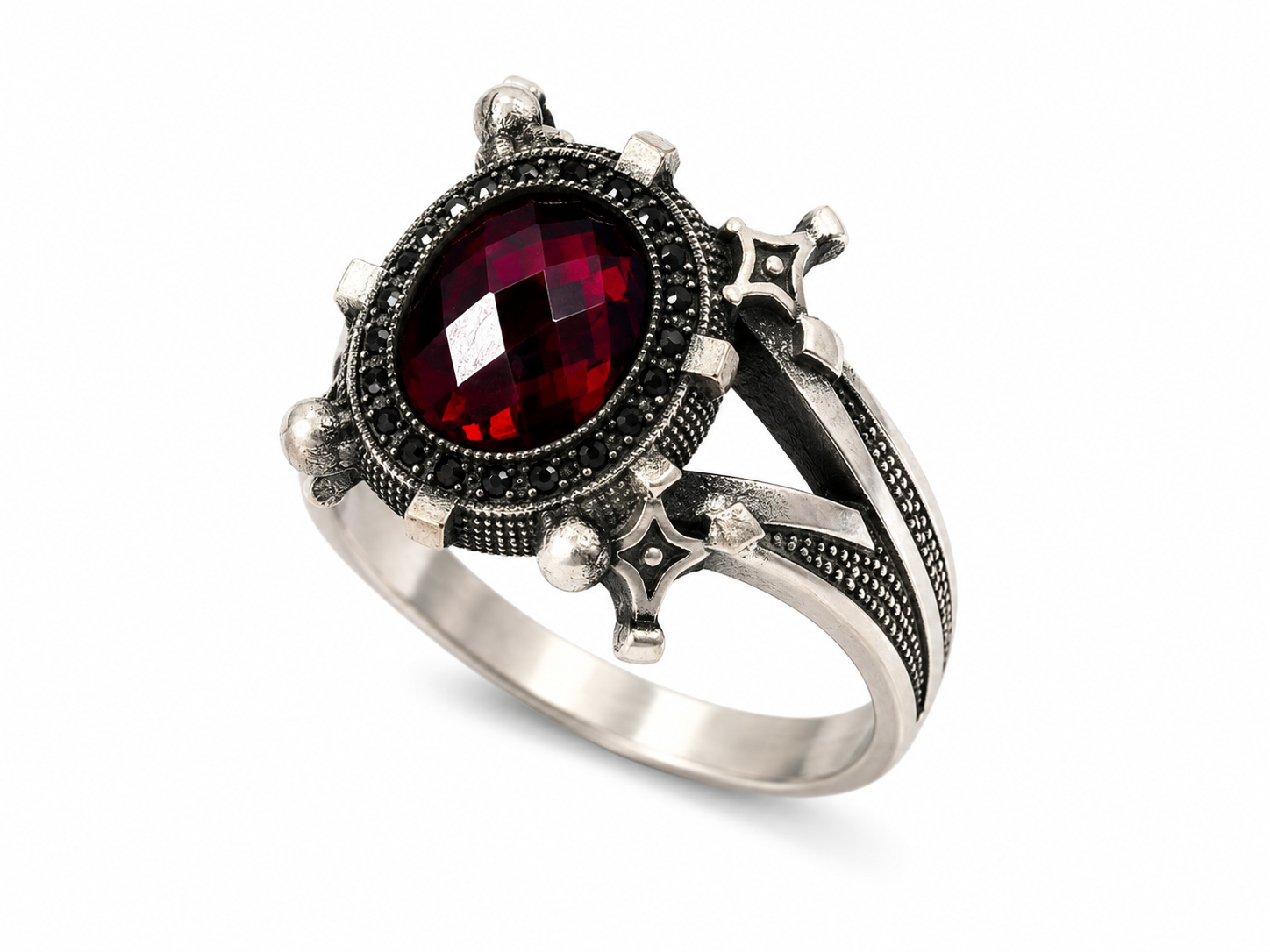 Ignis Compass Vintage 925 Sterling Silver Ring for Men