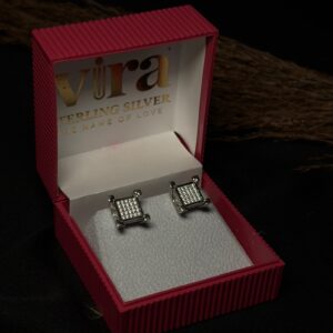Luna Square Pavé Stud Earrings