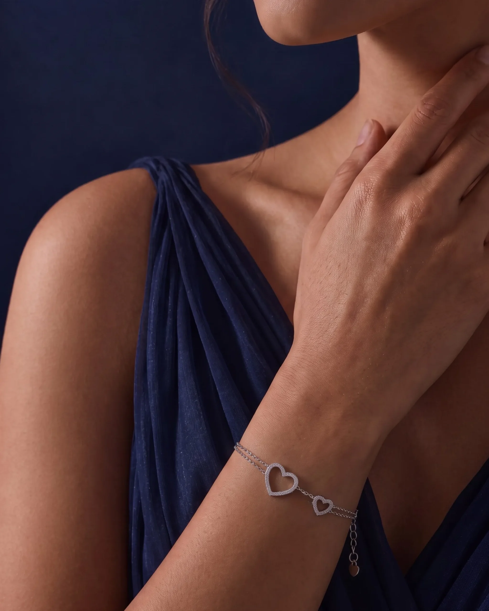 Carina Twin Heart 925 Sterling Silver Bracelet for Women | VIRA